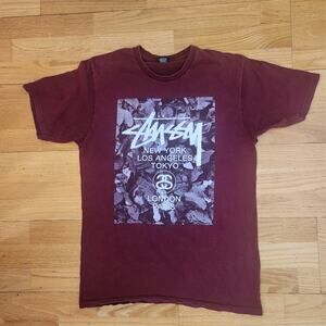 Y2K Stussy Tshirt Sz Medium Mens Skateboard Skater Grunge Surf Graphic Short Slv